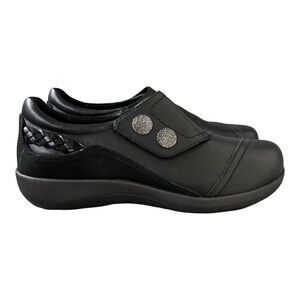 Aeterx Shoes Womens 7 Wide Black Karina Leather Comfort Shoe Monk Strap Neutral‎